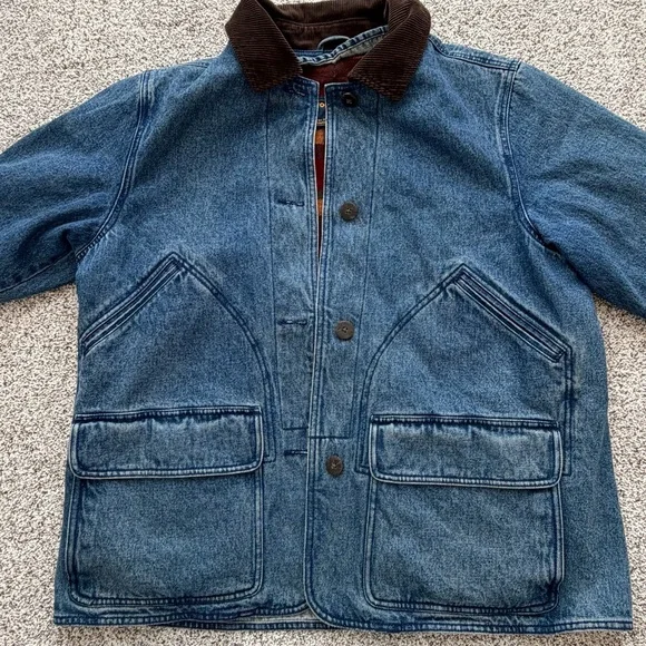 EUC Woolrich Women’s Denim Wool Blanket Lined Chore Barn Coat Jacket Sz XL - Picture 4 of 10